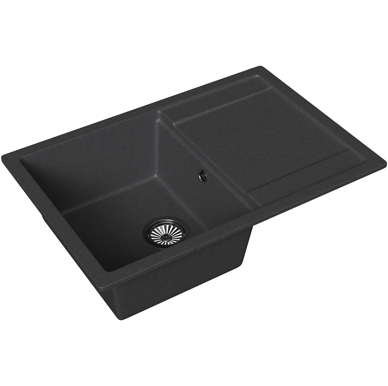 Мойка кухонная кварцевая прямоугольная 49х73 см антрацит Domaci "Римини" DG 74-49-501 - изображение 3
