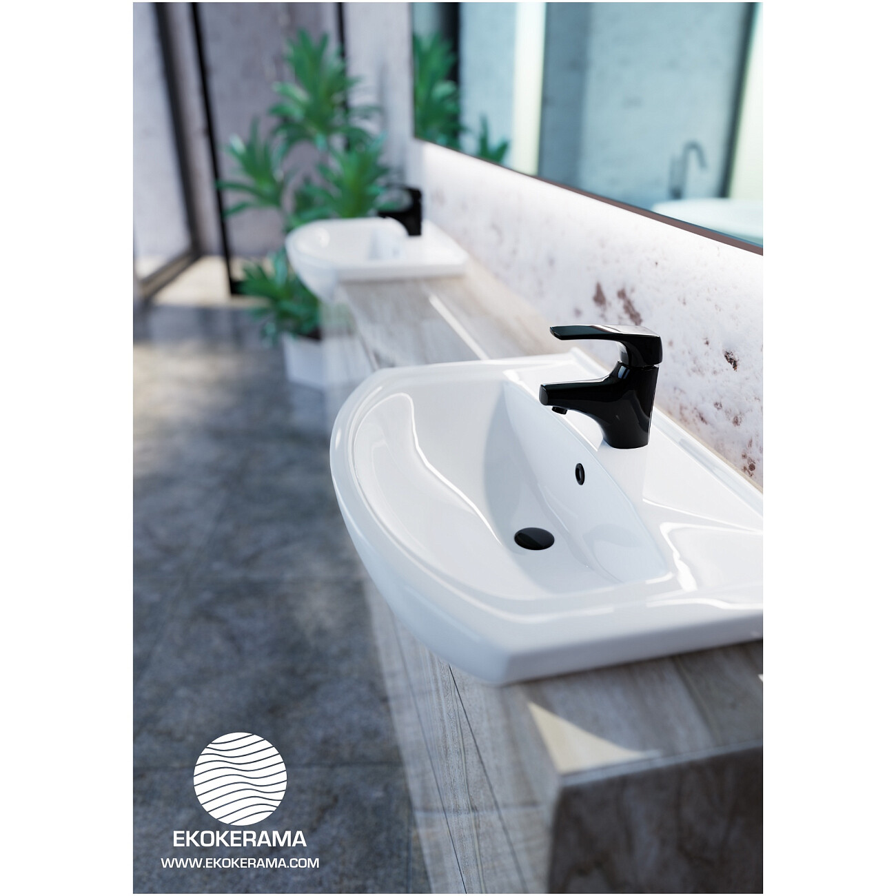 Раковина подвесная с пьедесталом керамическая полукруглая 44х66 см белая EkoKerama Romanza 0113 - изображение 4