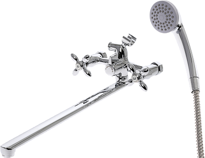 Смеситель универсальный двухвентильный с душевым гарнитуром хром Diwo &quot;Сочи&quot; SO-03cr