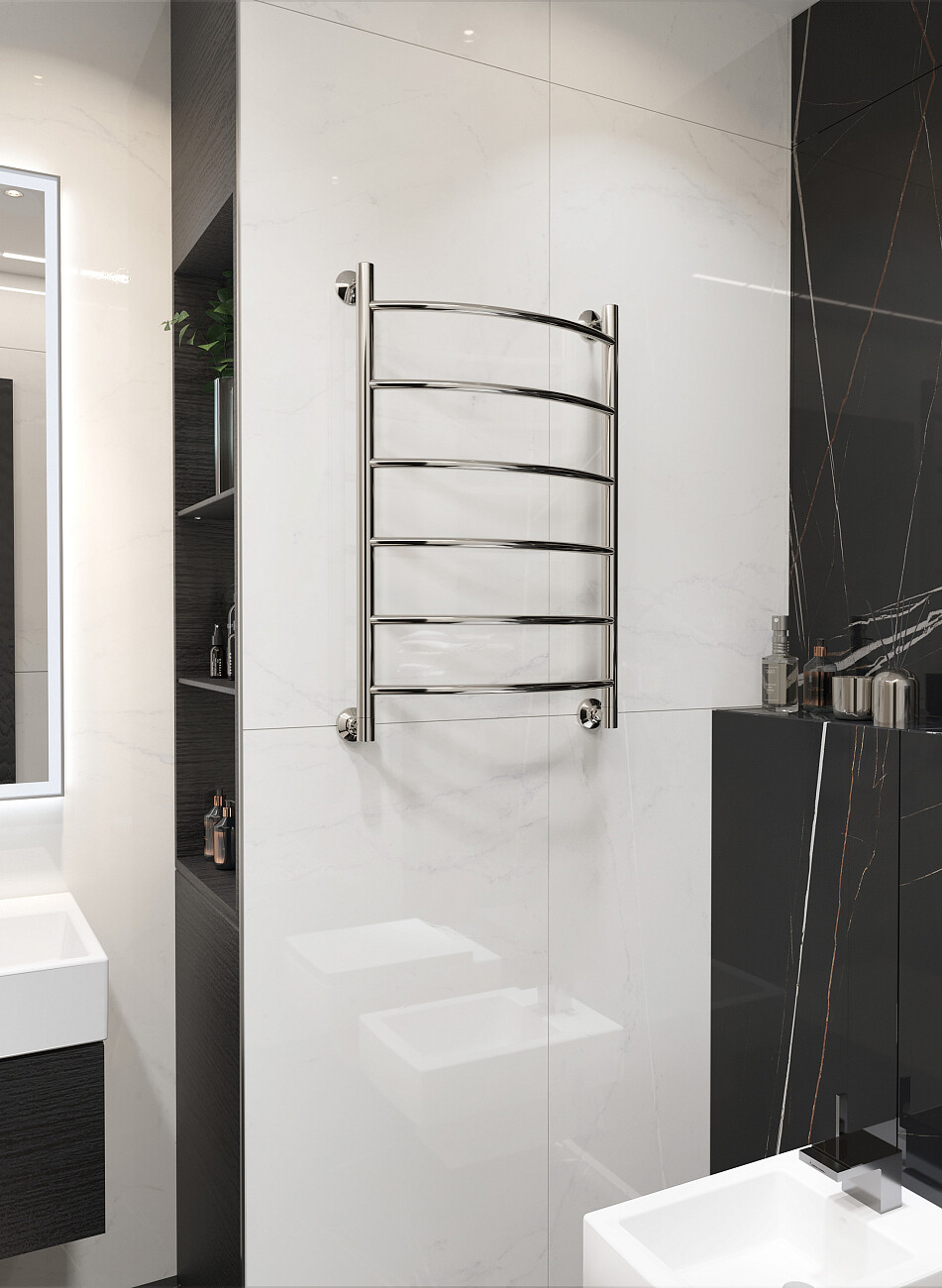 Полотенцесушитель водяной 80х50 см хром Ewrika "Сафо ПР1" - изображение 4