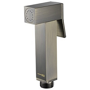 Лейка для гигиенического душа квадратная с настенным держателем светлая бронза Wasserkraft A138