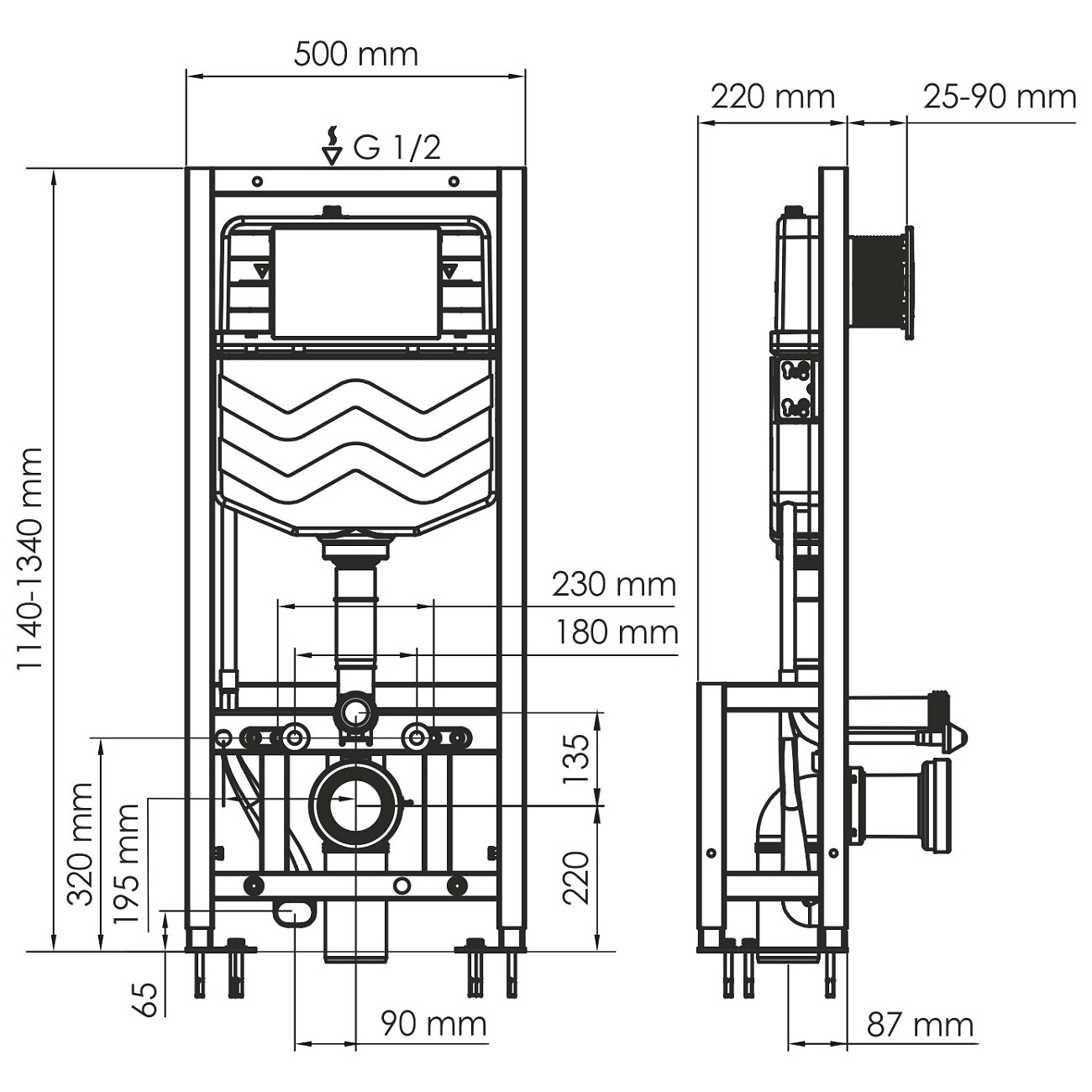 Инсталляция для подвесного унитаза с кнопкой смыва белая Dill 61TLT.010.ME.WM02 - изображение 2