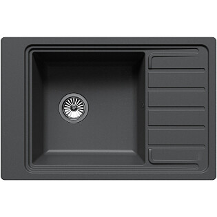 Мойка кухонная кварцевая прямоугольная 51х77 см серая Domaci &quot;Римини&quot; DG U-503