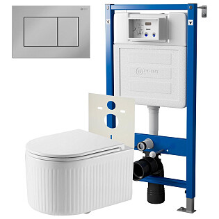 Унитаз подвесной &quot;Деметра&quot; PN41121 с инсталляцией &quot;Элемент&quot; PN45120 и кнопкой &quot;Ника&quot; PN44081C