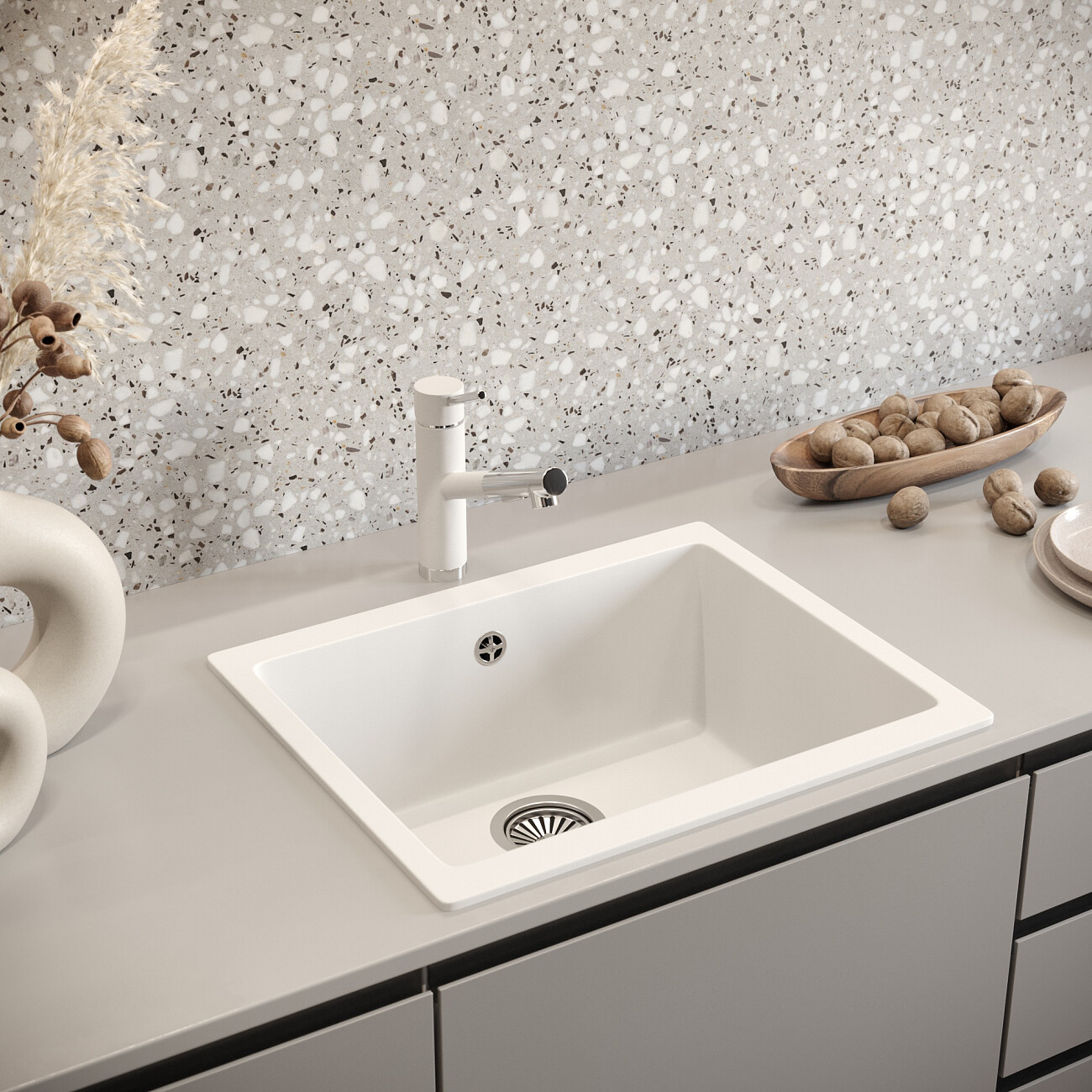 Смеситель для кухни латунный с выдвижным изливом агат Domaci "Солерно" DC-3012 - изображение 4