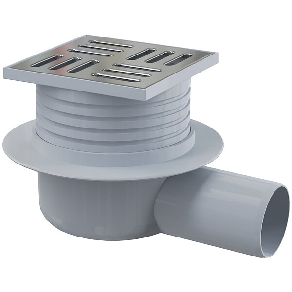 Душевой трап с решеткой из нержавеющей стали 10,5х10,5 см хром Alcaplast APV26 - изображение 1