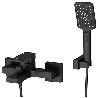 Душевой комплект с лейкой и коротким изливом черный Wasserkraft Abens 2001