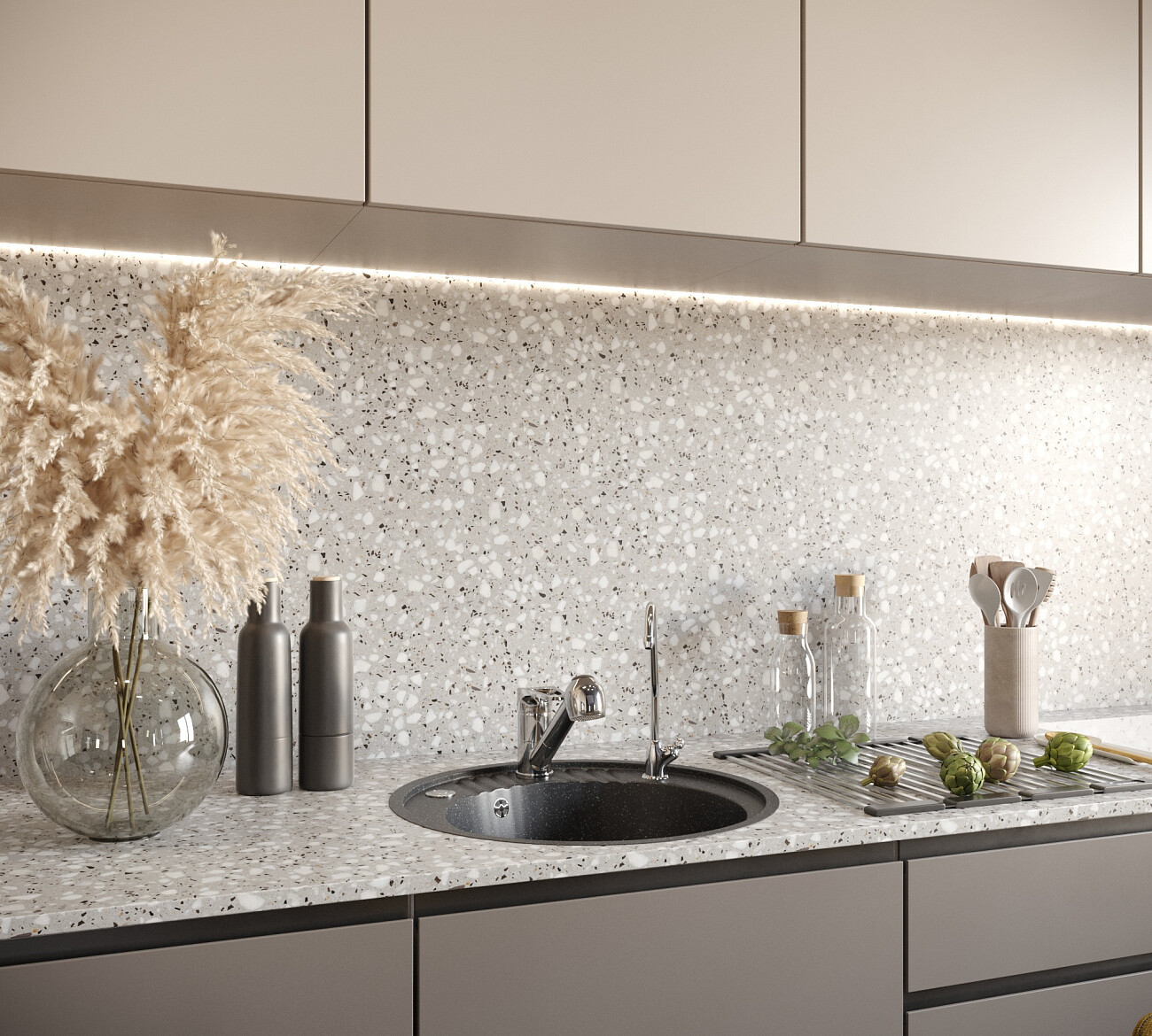 Мойка кухонная круглая мраморная черная Domaci "Бьелла" DMC-05S-308 - изображение 5