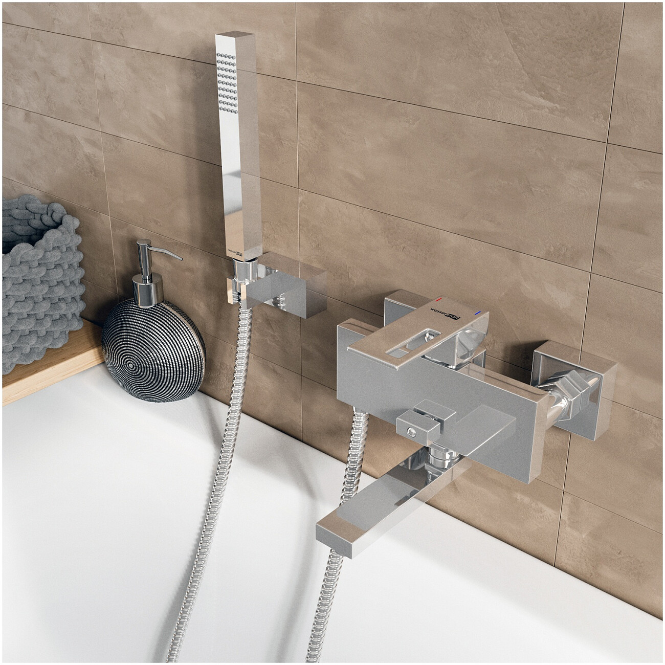 Смеситель для ванны с коротким изливом хром Wasserkraft Alme 1501 - изображение 2