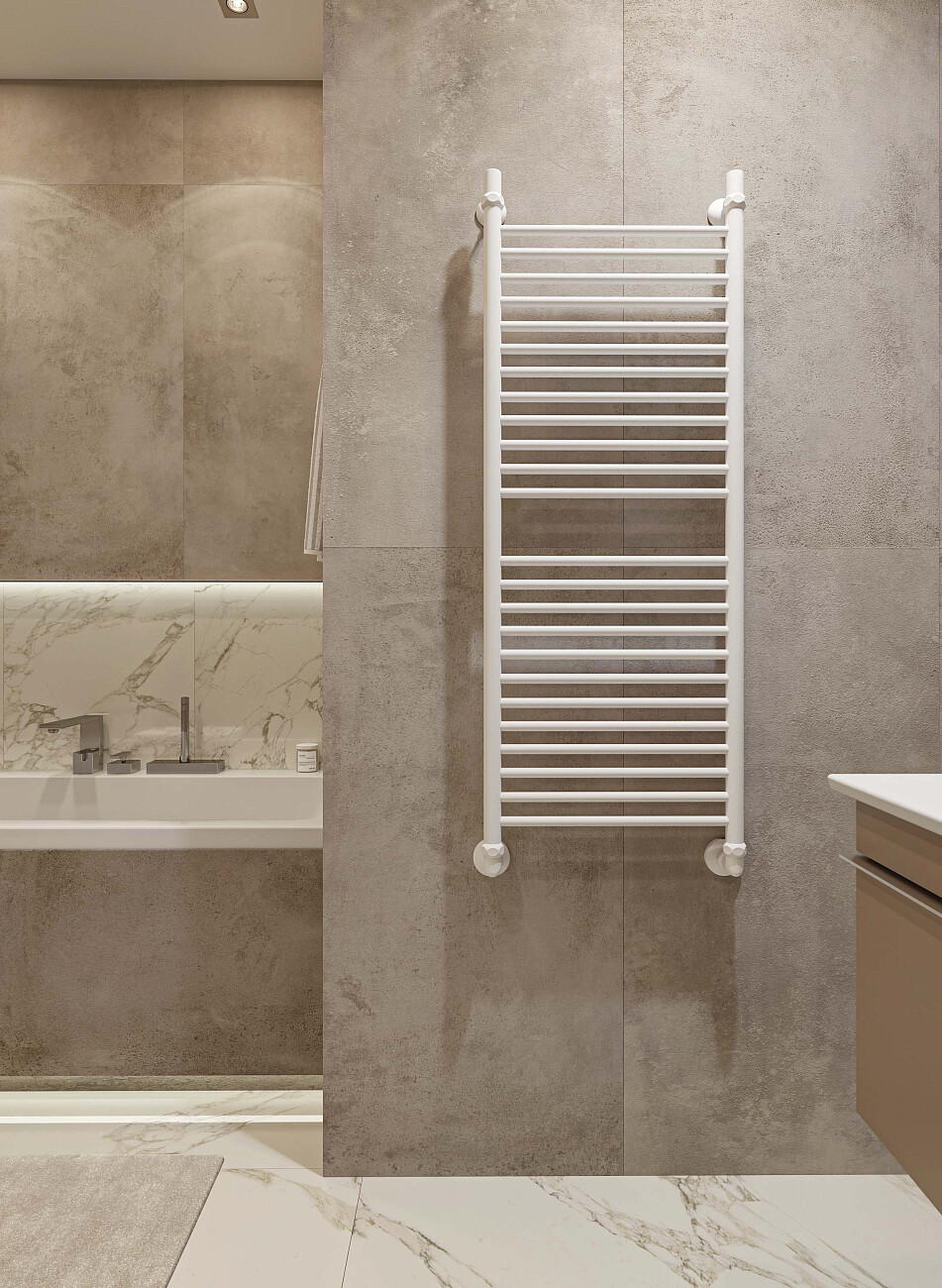 Полотенцесушитель водяной 120х40 см белый Ewrika "Медея" S 4656754411386 - изображение 4