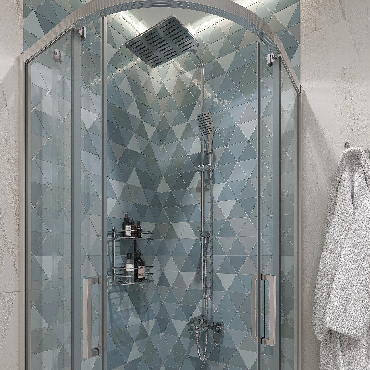 Душевая стойка с верхним душем и держателем хром Stworki "Алта" AL-03cr - изображение 6