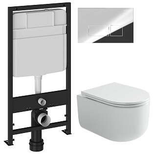 Унитаз Ceramicanova Ulma Rimless CN4006 с инсталляцией Ewrika ProLT 0026-2020, с кнопкой хром 0041