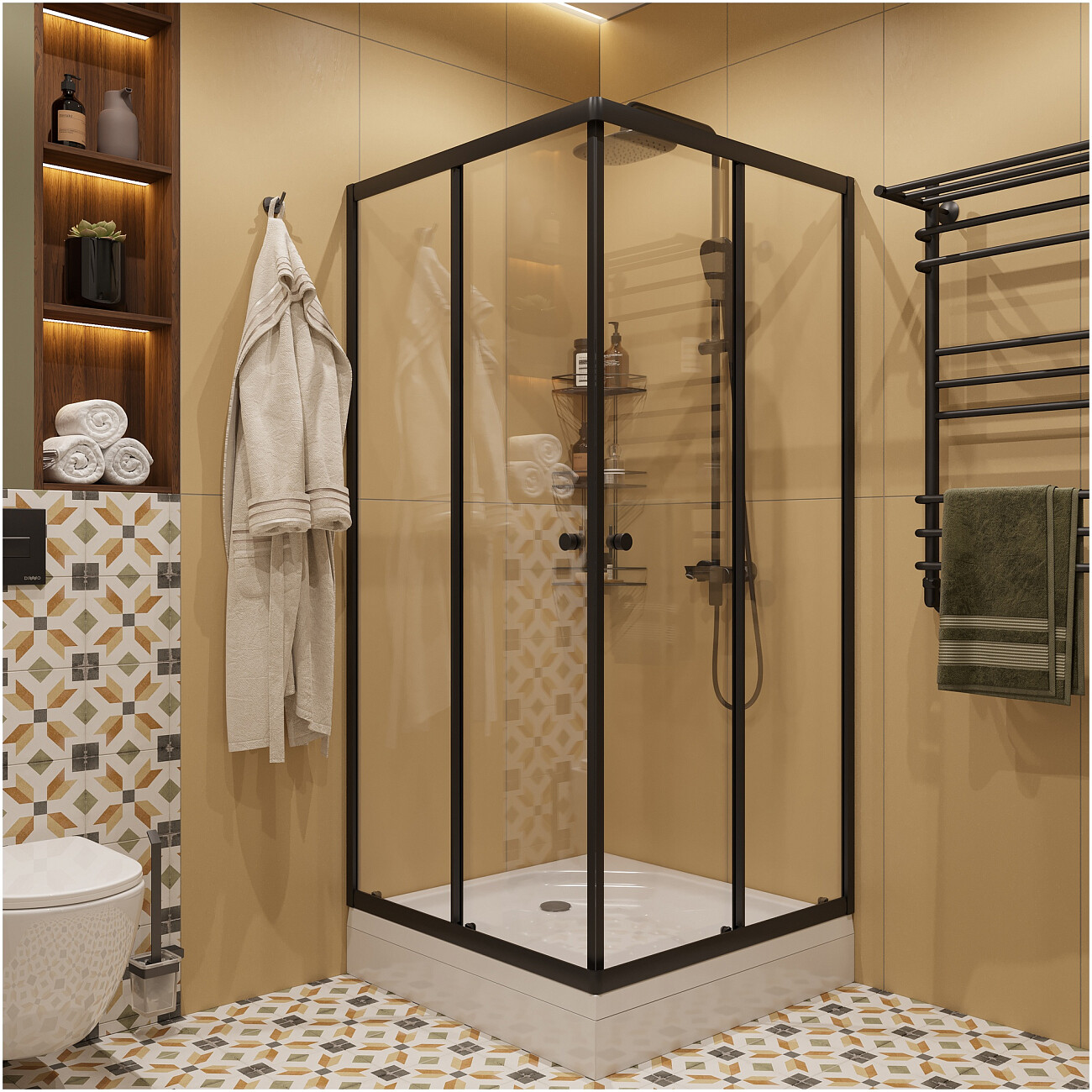 Душевой уголок квадратный 90х90 см черный Diwo "Анапа" Щ0000055508 - изображение 6