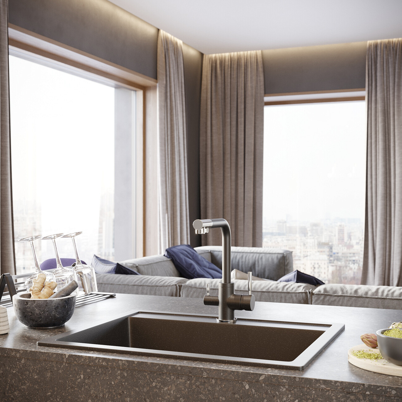 Смеситель для кухни однорычажный с изливом для фильтрованной воды морион Domaci "Солерно" DC-3003 - изображение 3