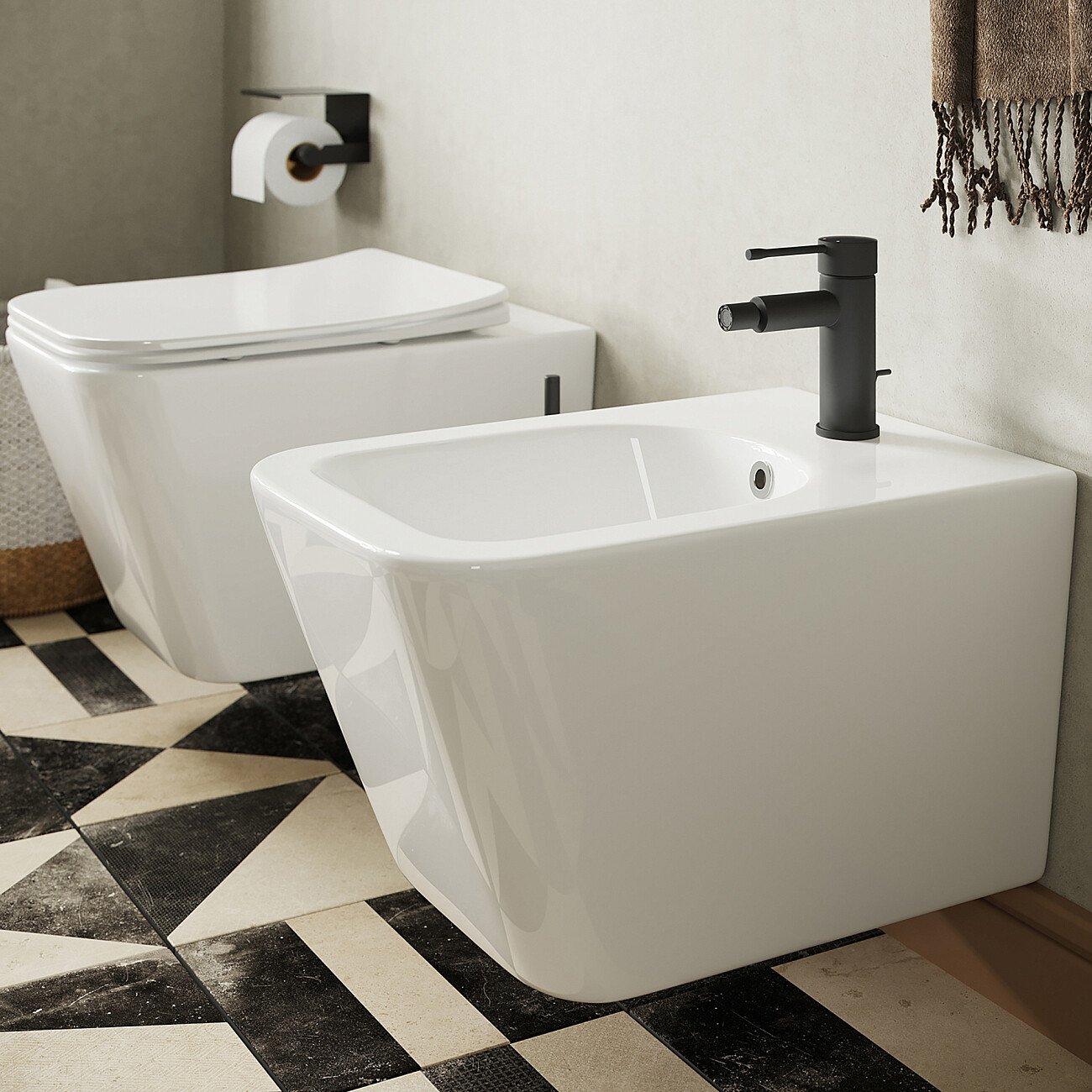 Биде подвесное белое Ceramica Nova Metric CN3008 с инсталляцией для биде Stworki 540201 - изображение 7