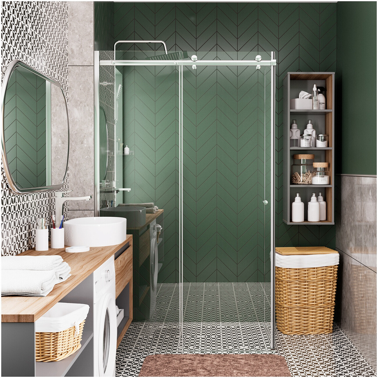 Душевой уголок прямоугольный 110х90 см хром Wasserkraft Vils 56R15 - изображение 2