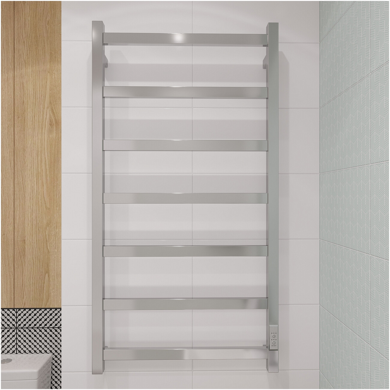 Полотенцесушитель электрический 100х50 см хром Ewrika "Пенелопа" КВ7 4657812418484 - изображение 8