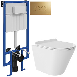 Унитаз подвесной Cone Tornado CONT0110 с инсталляцией Stworki 510162 и кнопкой &quot;Хельсинки&quot; 500474