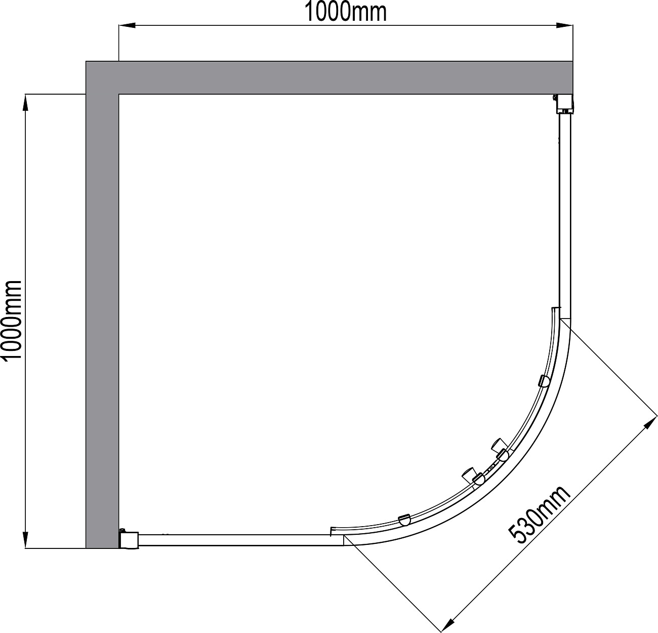 Душевой уголок четверть круга 100х100 см матовый хром Artemis Arne 330 6.925.000.0330.100.10 - изображение 6