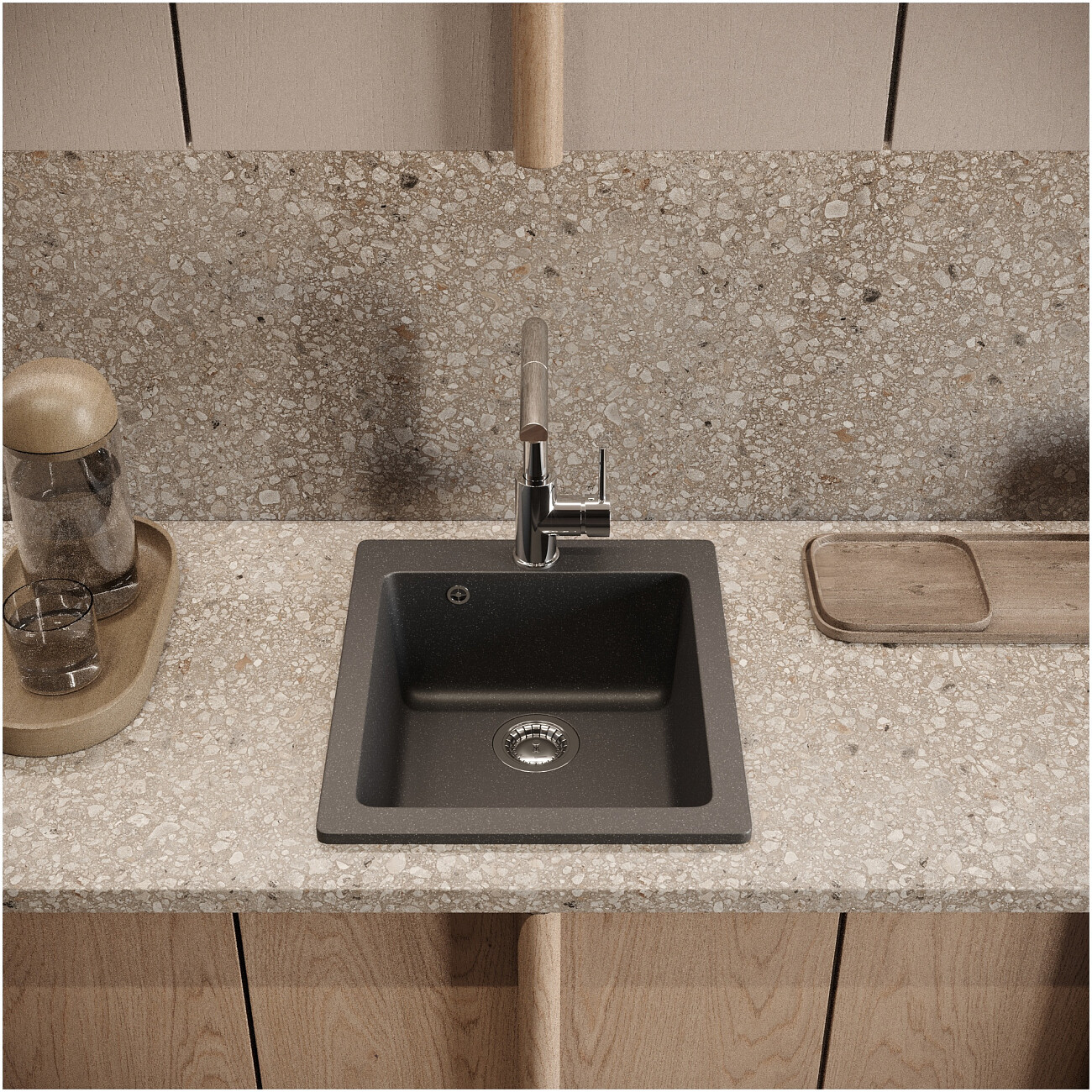 Мойка кухонная антрацит Domaci "Болонья" М-08-007 - изображение 7