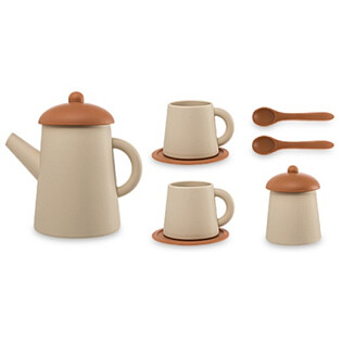 Игрушечный чайный набор силиконовый бежевый, 8 предметов