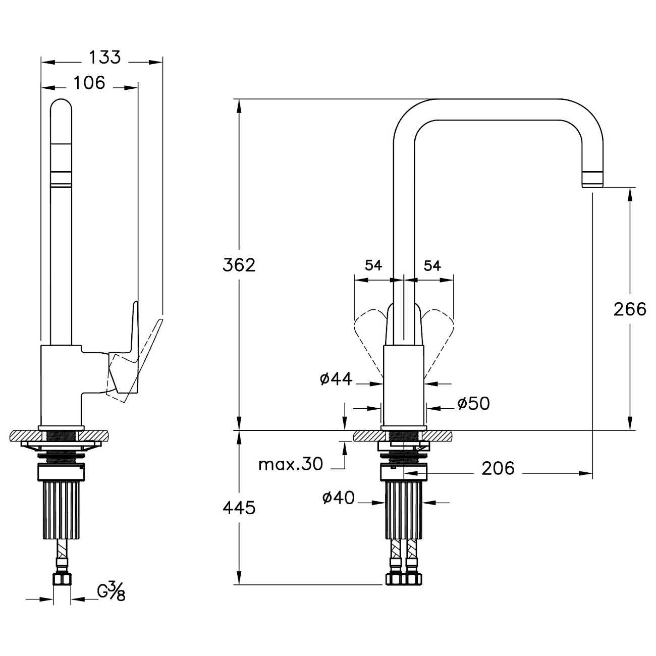 Смеситель для кухни однорычажный черный матовый Vitra Flow Soft A4342636EXP - изображение 2