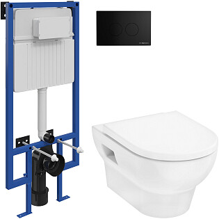 Унитаз подвесной Hansgrohe GladeLake S с инсталляцией Stworki 510162 и кнопкой &quot;Хельсинки&quot; 500471