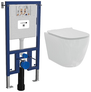 Унитаз подвесной белый Creto Logan L1 1001-001-L1W с инсталляцией Creto Premium 2.0 INST-CR-2.0