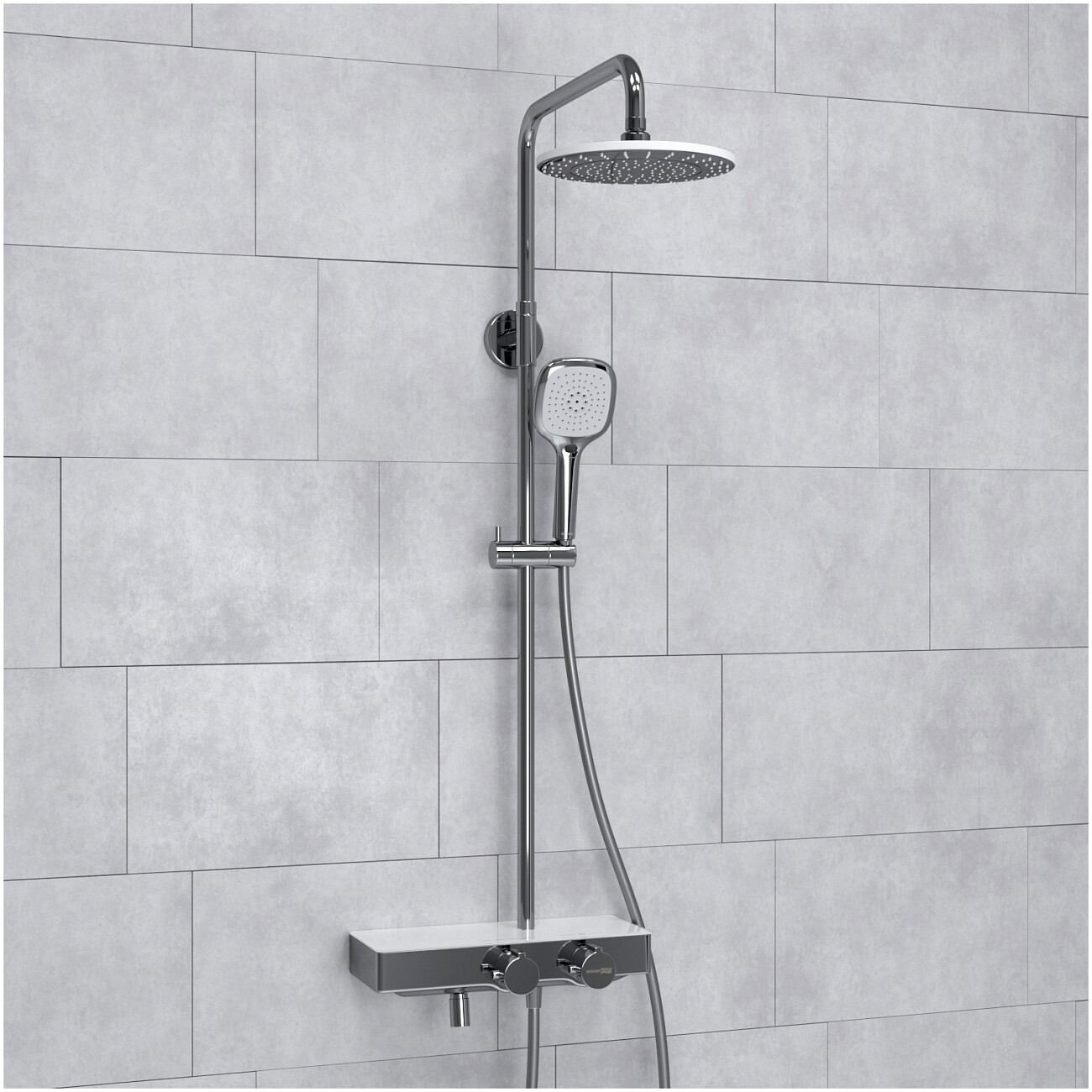 Душевой комплект с верхним душем и лейкой хром Wasserkraft A113.067.065.CH Thermo - изображение 2