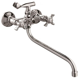 Смеситель для ванны с душевой лейкой и длинным круглым изливом хром D-Lin D147807