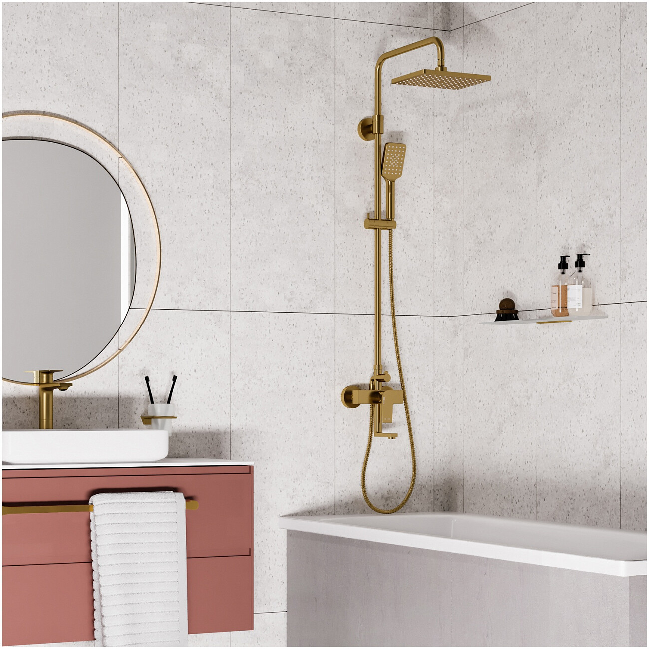 Душевая система со смесителем из латуни золотая Wasserkraft A15501 - изображение 2