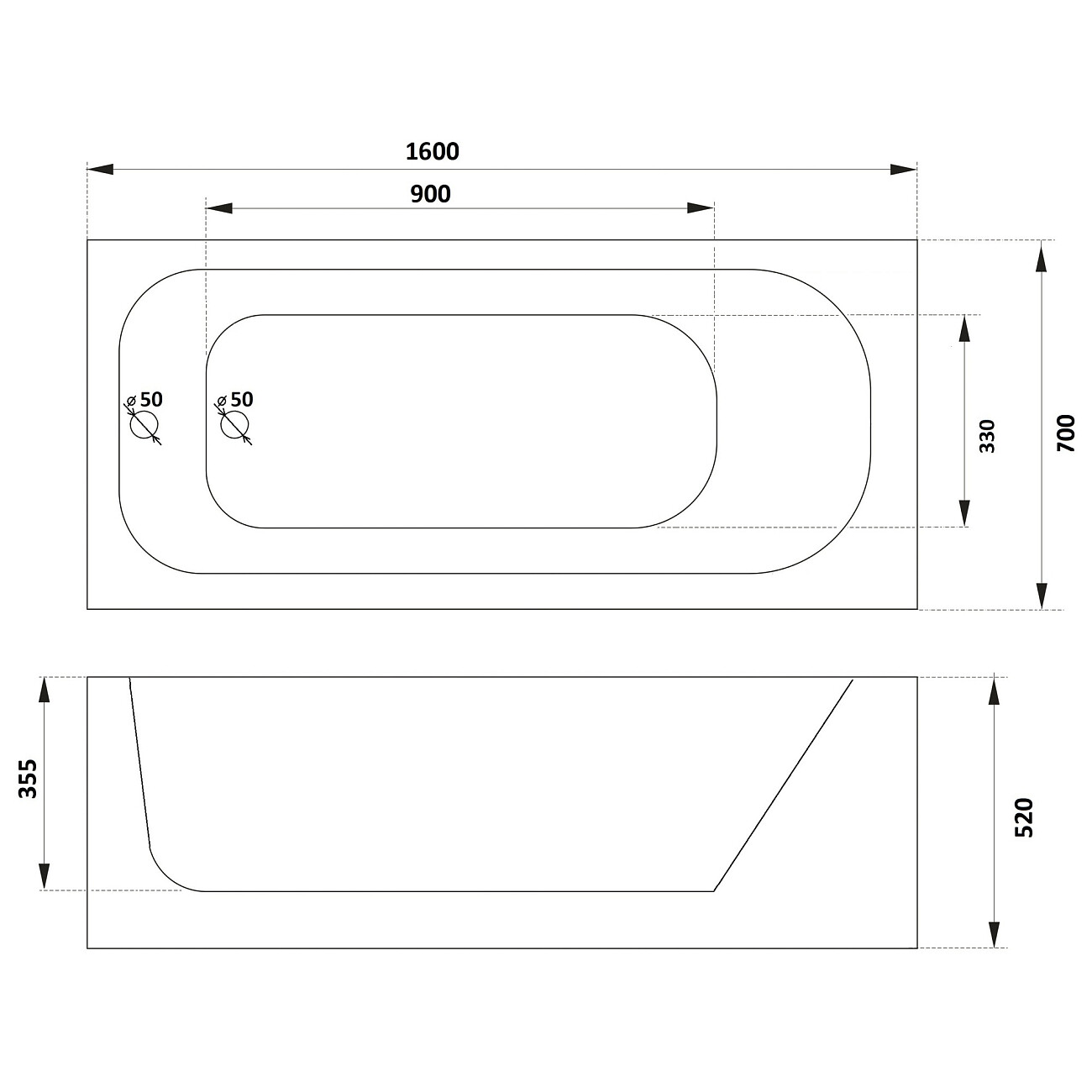 Ванна акриловая с каркасом 160х75 см белая Parly Ortiz CT10818 - изображение 6