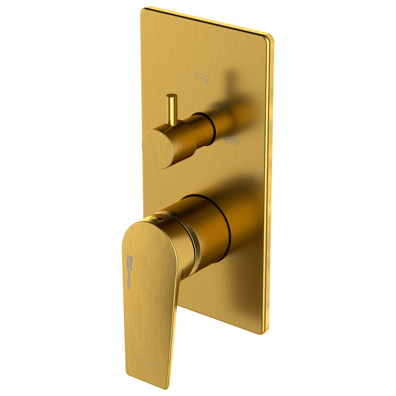 Смеситель для ванны и душа встраиваемый из латуни золото Wasserkraftй 5571 - изображение 2