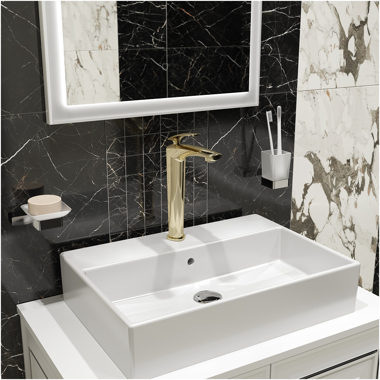 Смеситель для раковины однорычажный золотой Stworki "Гётеборг" S03020GG - изображение 6