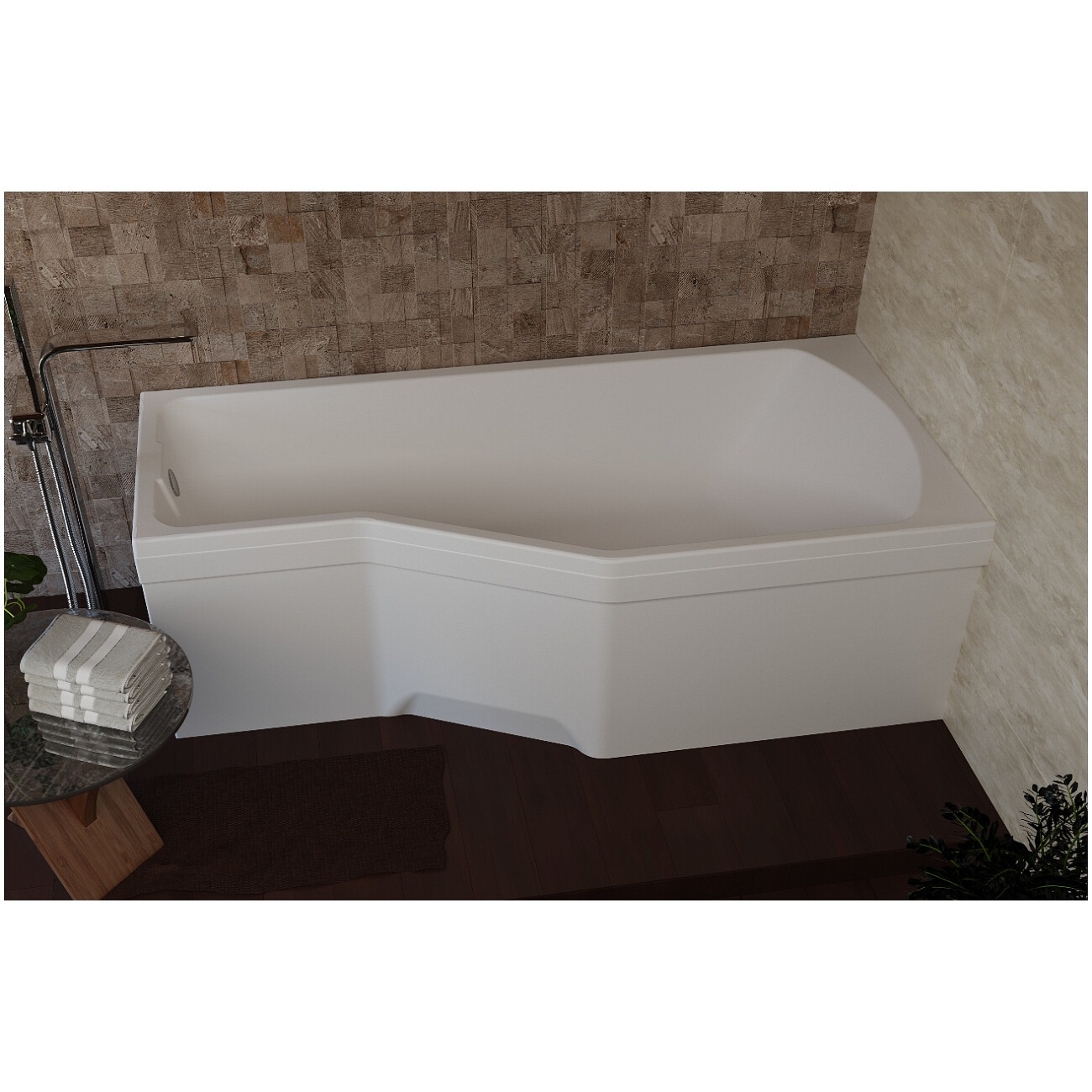 Ванна акриловая 170х75 см левая белая Creto Karmen 33-17075L - изображение 8