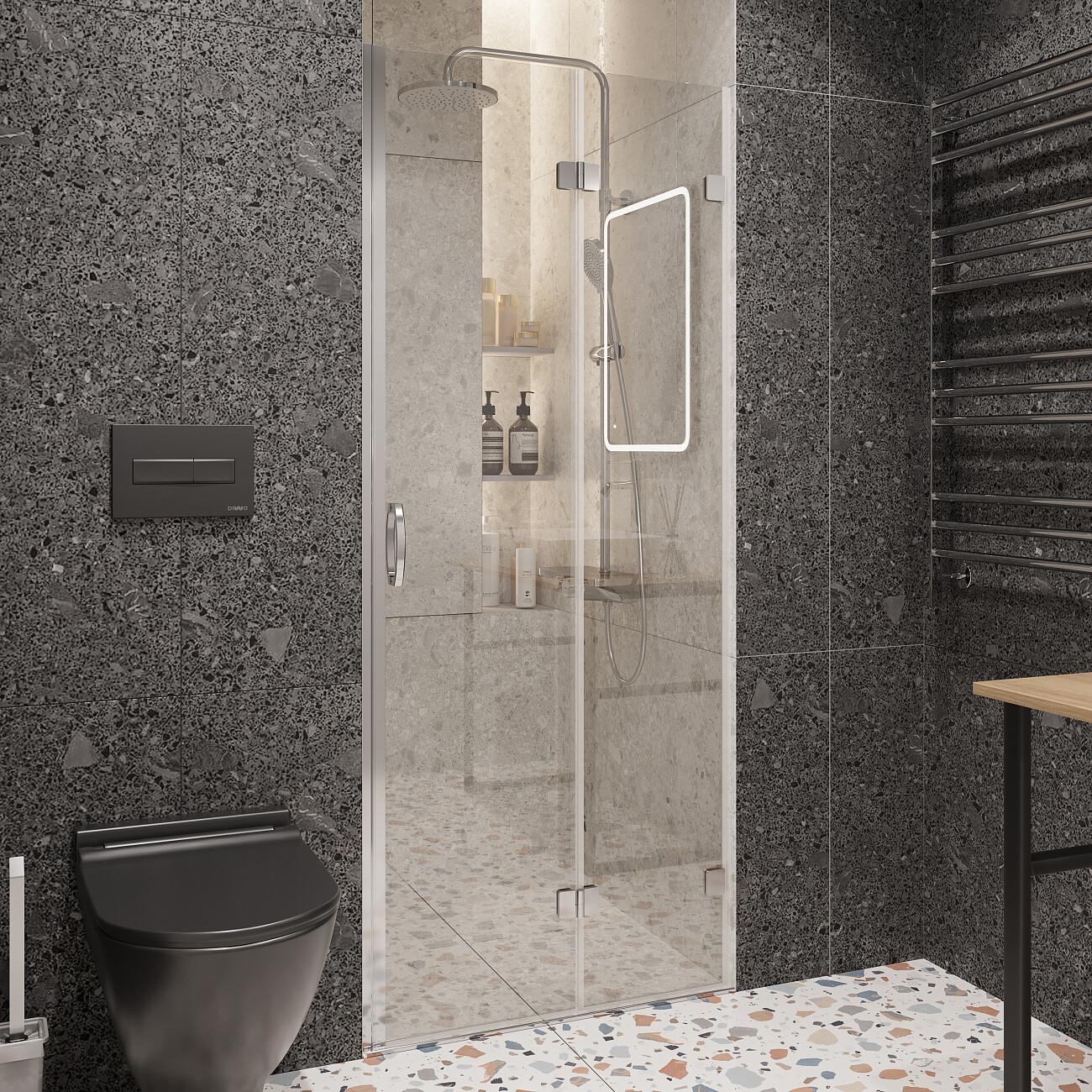 Душевая дверь стеклянная правая 90х190 см хром, прозрачная Artemis Ares 6.985.000.0150.090.10.88 - изображение 4