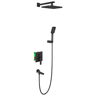 Душевой комплект встроенный с тропическим душем черный Timo Torne SX-4399-03SM