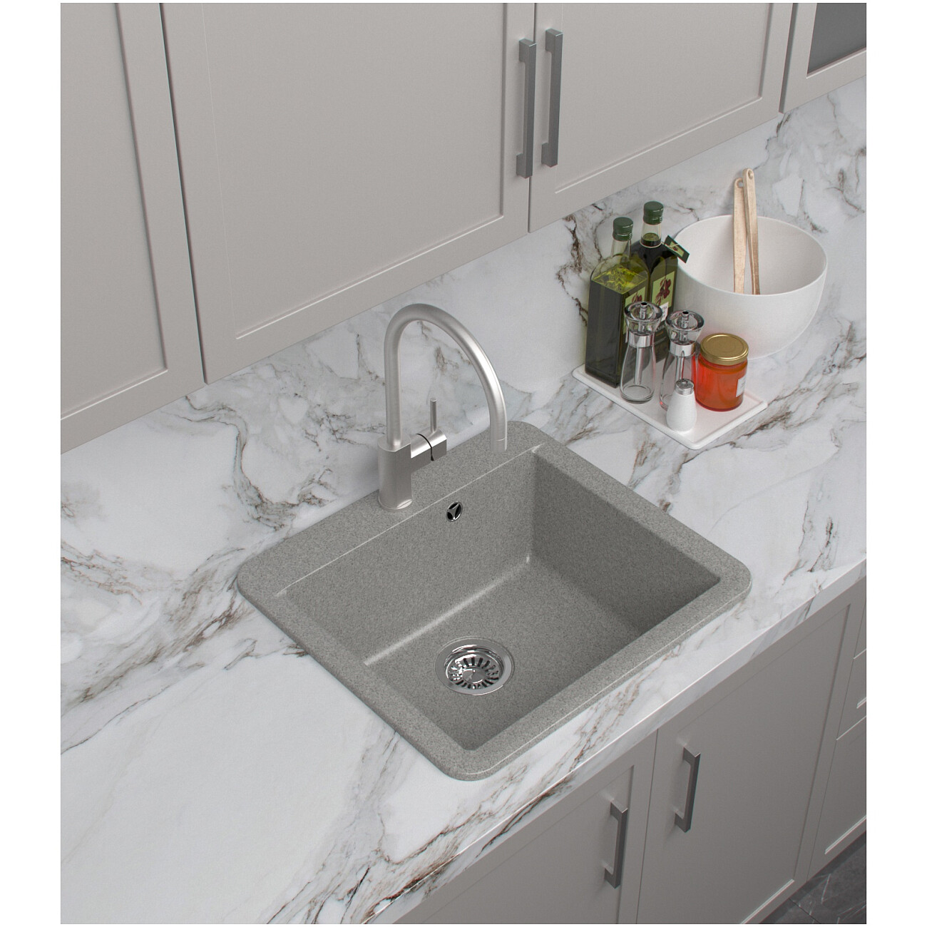 Мойка кухонная светло-серая Domaci "Парма" V-210 - изображение 4