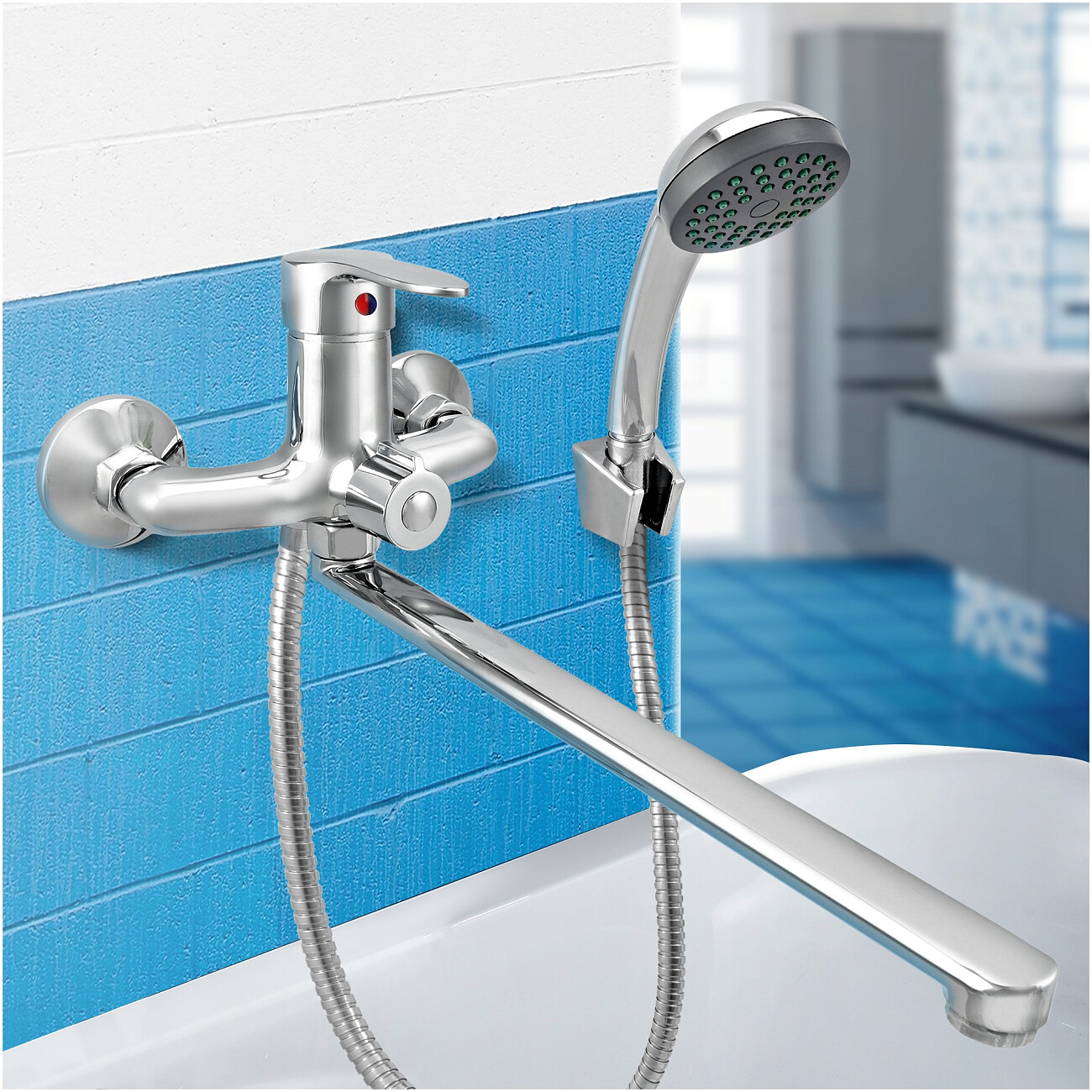 Смеситель для ванны однорычажный с душевым гарнитуром хром Juguni Pegas JGN0110 0402.601 - изображение 3