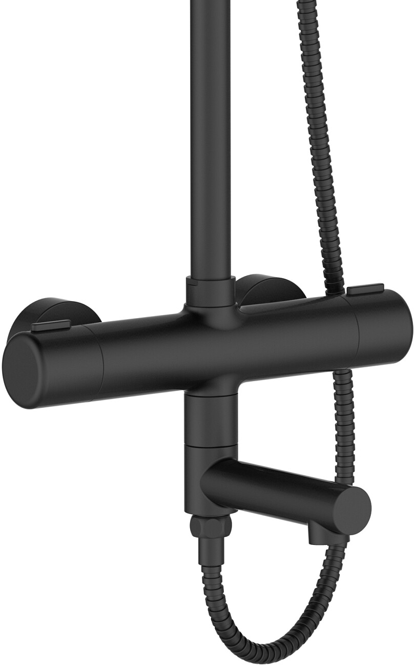 Душевая стойка с верхним душем и термостатом черная Stworki "Орхус" OR-03b - изображение 7