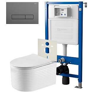 Унитаз &quot;Омега&quot; PN41902 с инсталляцией &quot;Элемент&quot; PN45120 и кнопкой смыва &quot;Меркурий&quot; PN44831GM