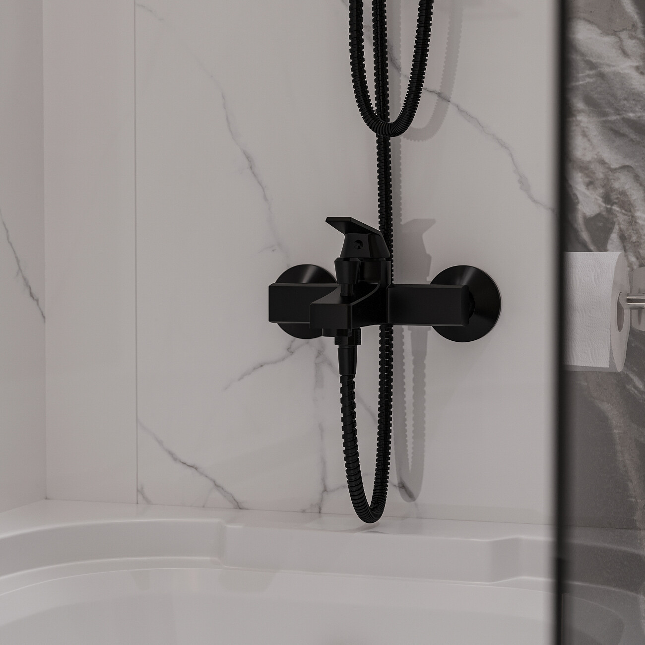 Душевой комплект с ручной лейкой и двумя смесителями черный Diwo "Смоленск" SM-02b, SM-03b - изображение 3