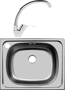 Мойка кухонная сталь Domaci &quot;Равенна&quot; Ssik DCL 500х400 (6) 1T со смесителем D45-002cr
