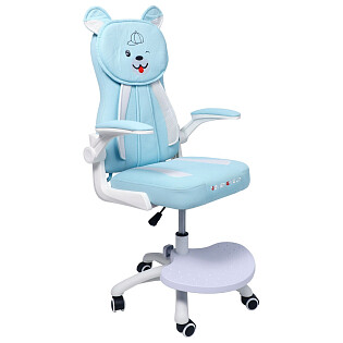 Кресло компьютерное на колесах поворотное с подлокотниками ткань синее Ravel