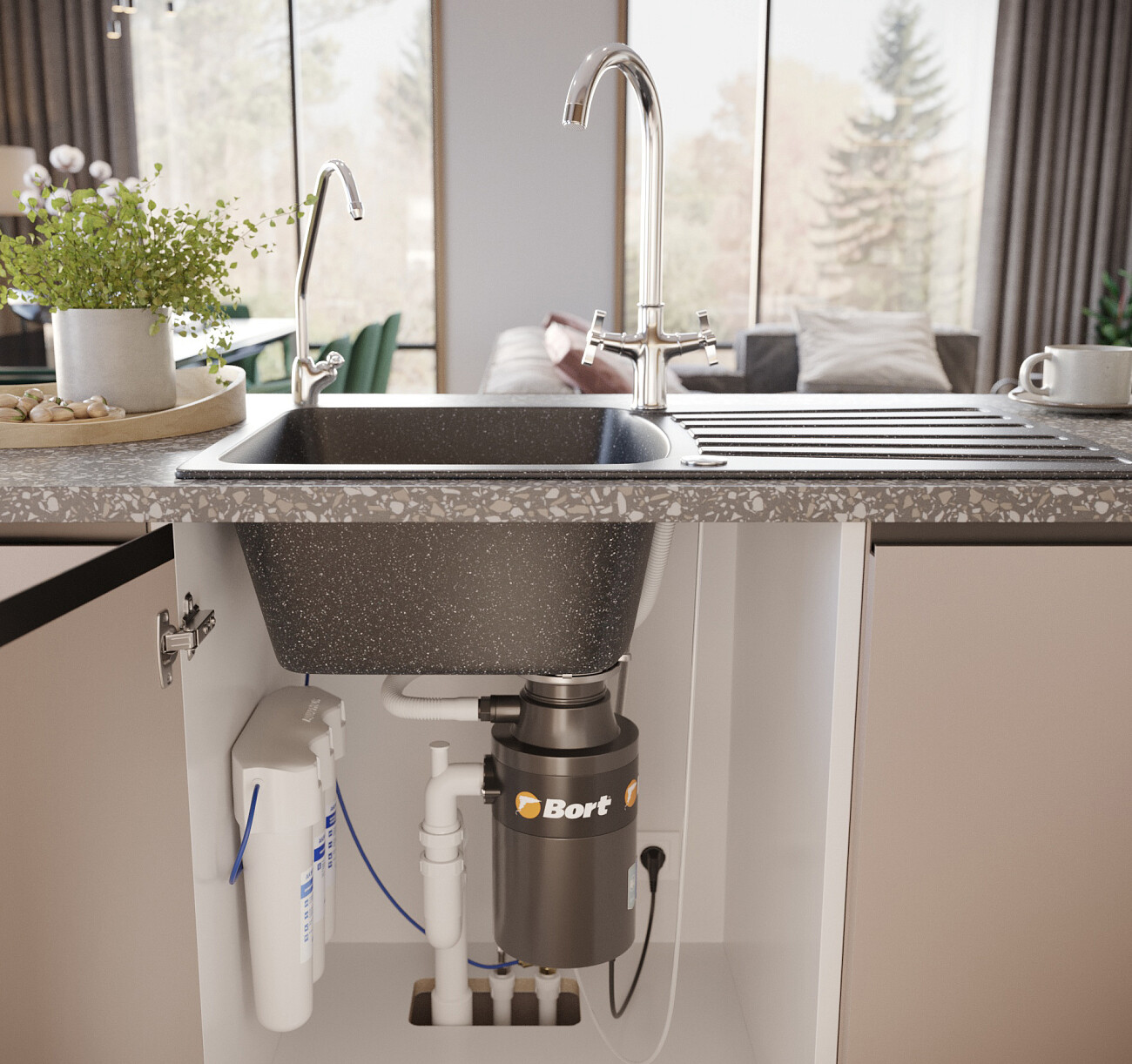 Мойка кухонная черная Domaci "Бьелла" DMC-12-308 - изображение 9