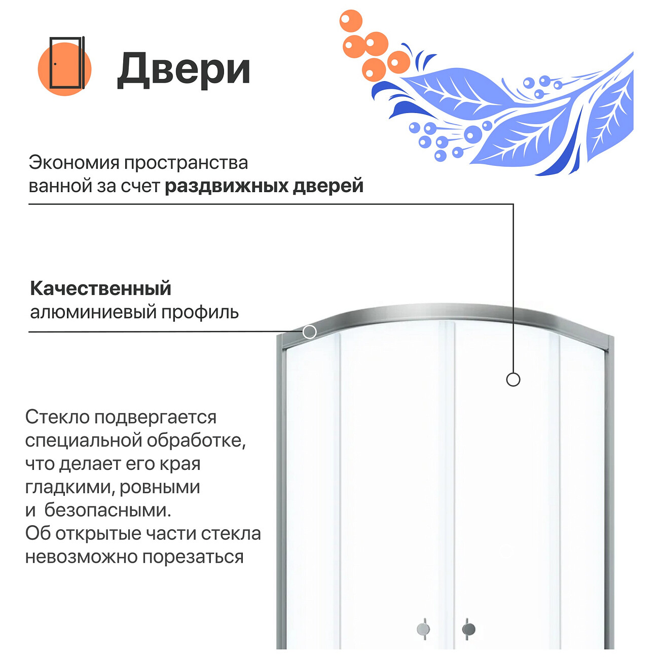 Душевой уголок четверть круга 90x90 см хром Diwo "Псков" Щ0000055589 - изображение 3