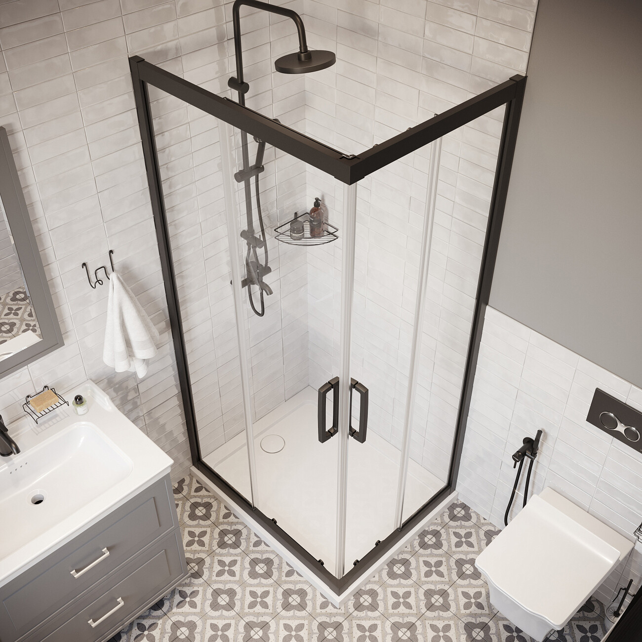 Душевой уголок прямоугольный 80х100 см черный Stworki "Карлстад" 3GW066TTKK000 - изображение 4