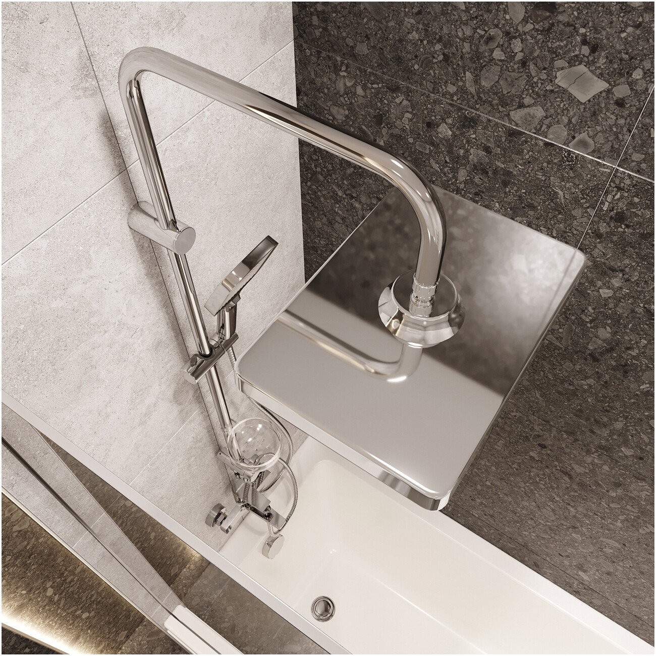 Душевая стойка с верхним душем хром Stworki "Берген" S21180CR - изображение 8