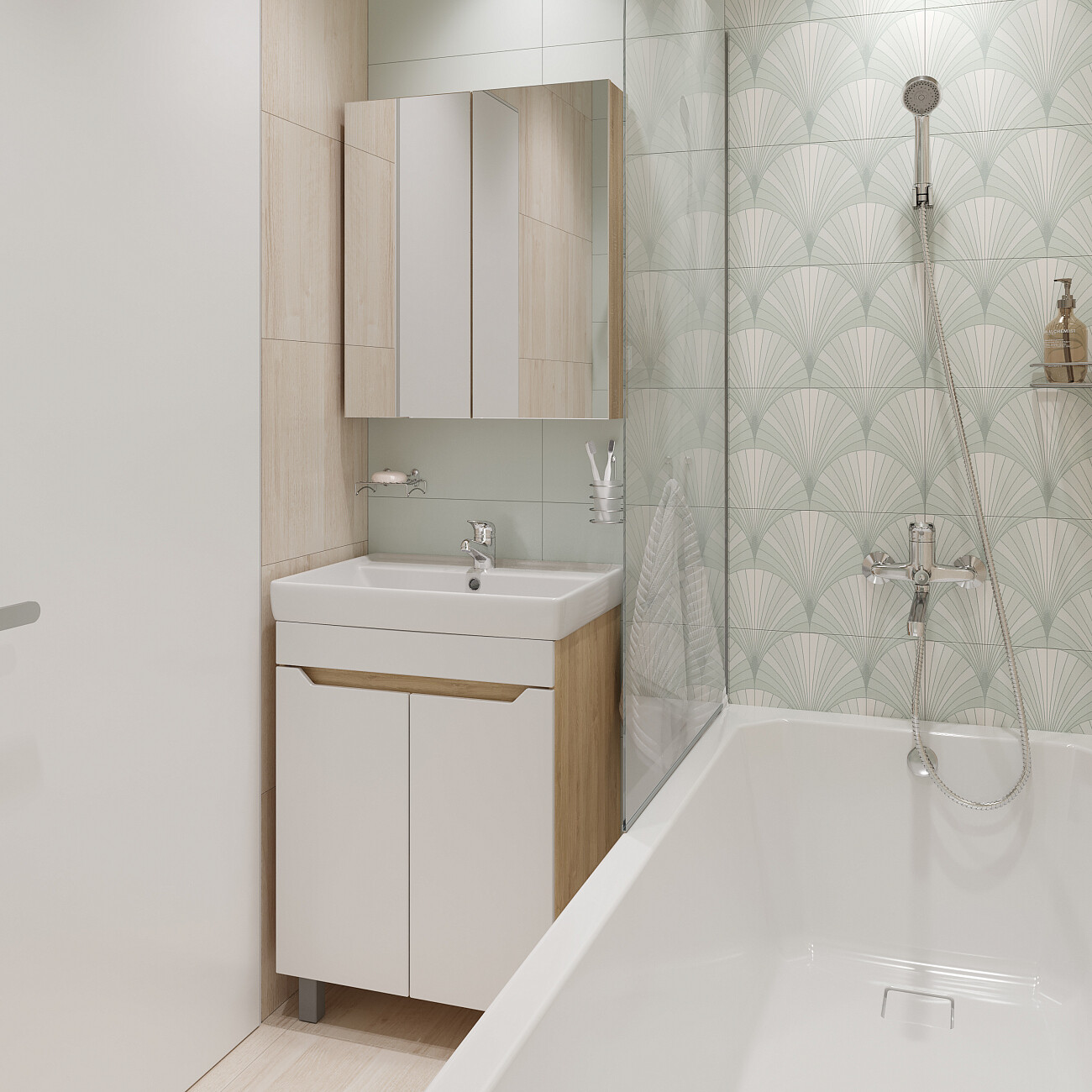 Шторка на ванну распашная 80х140 см прозрачная, хром Diwo "Кострома" KS02-080TCR - изображение 5