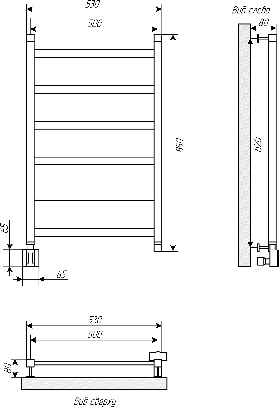 Полотенцесушитель электрический 80х50 см черный Ewrika "Кассандра" Pg L 4656759179533 - изображение 2